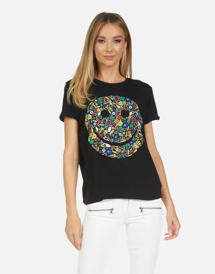 Edda Lucky Happy Face Black Women Lauren Moshi Short Sleeve