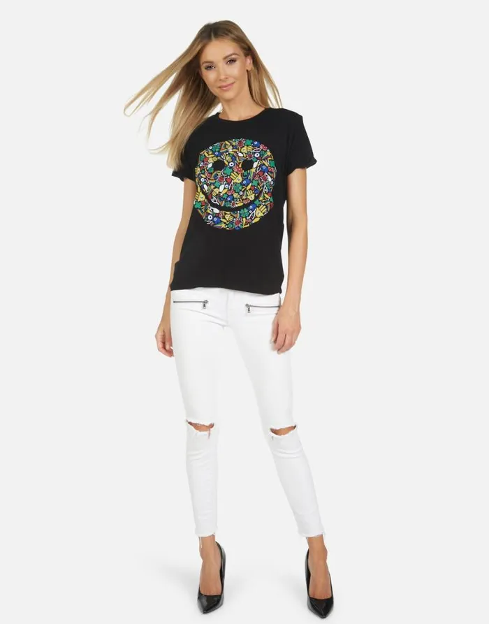 Edda Lucky Happy Face Black Women Lauren Moshi Short Sleeve