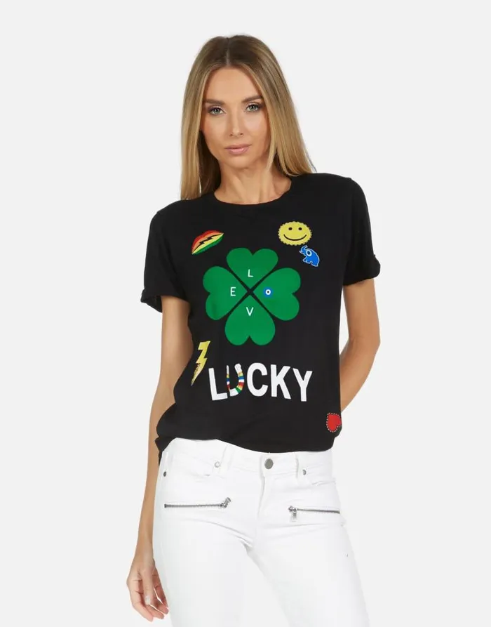 Edda X Lucky Clover Black Women Lauren Moshi Short Sleeve