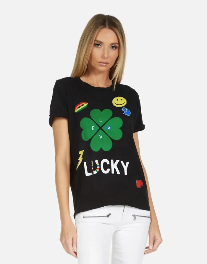 Edda X Lucky Clover Black Women Lauren Moshi Short Sleeve