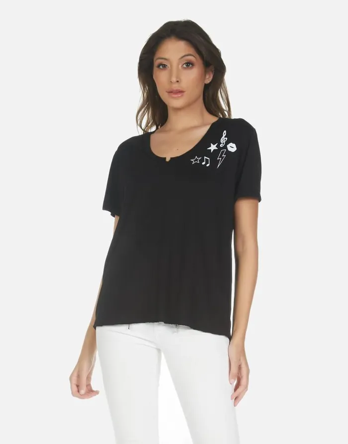 Elara Guitar Bear Black Women Lauren Moshi Short Sleeve