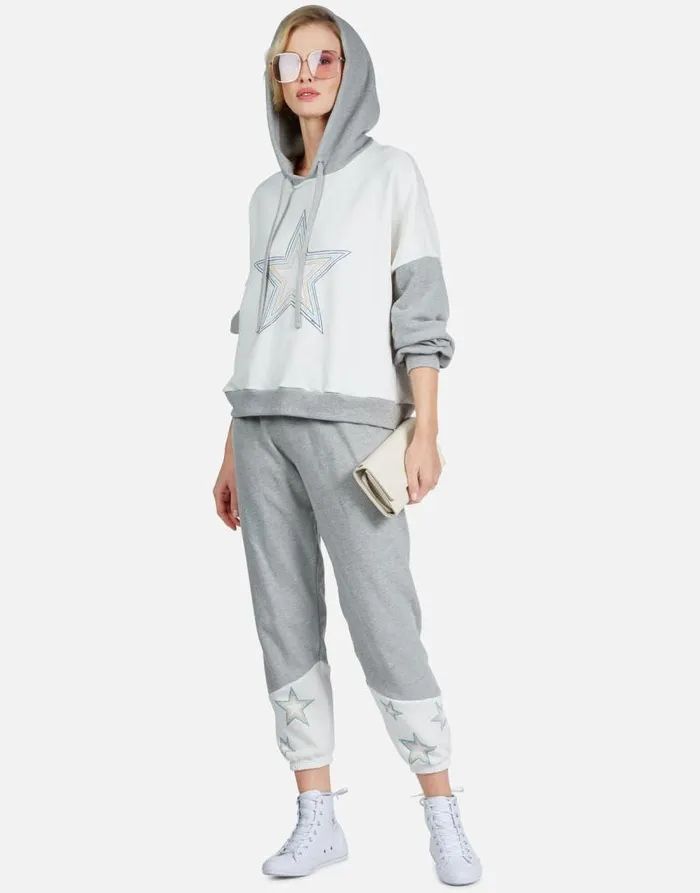 Ellie Rainbow Star Outline Milkheather Grey Women Lauren Moshi Hoodies