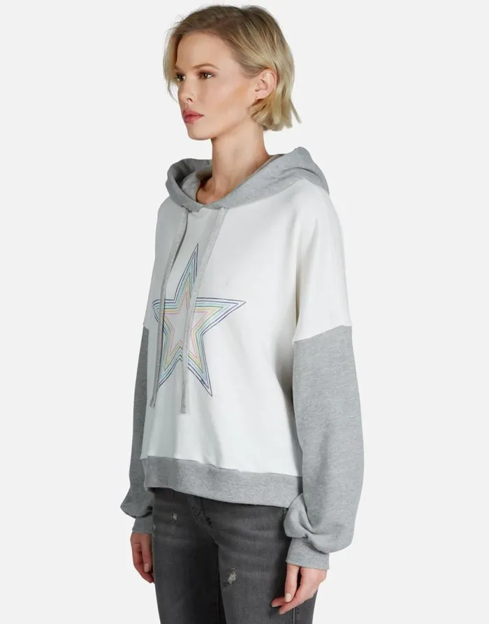Ellie Rainbow Star Outline Milkheather Grey Women Lauren Moshi Hoodies