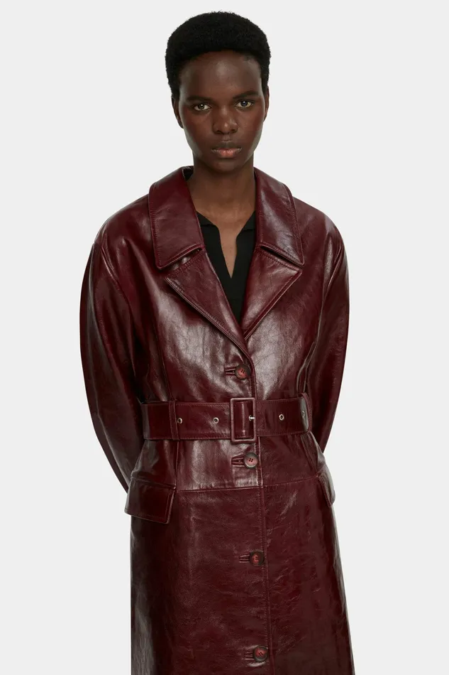 Emilia Wickstead Brady Trench Coat In Oxblood Leather Women Jackets And Coats Emilia Wickstead Brady Trench Coat In Oxblood Leather Women Jackets And Coats