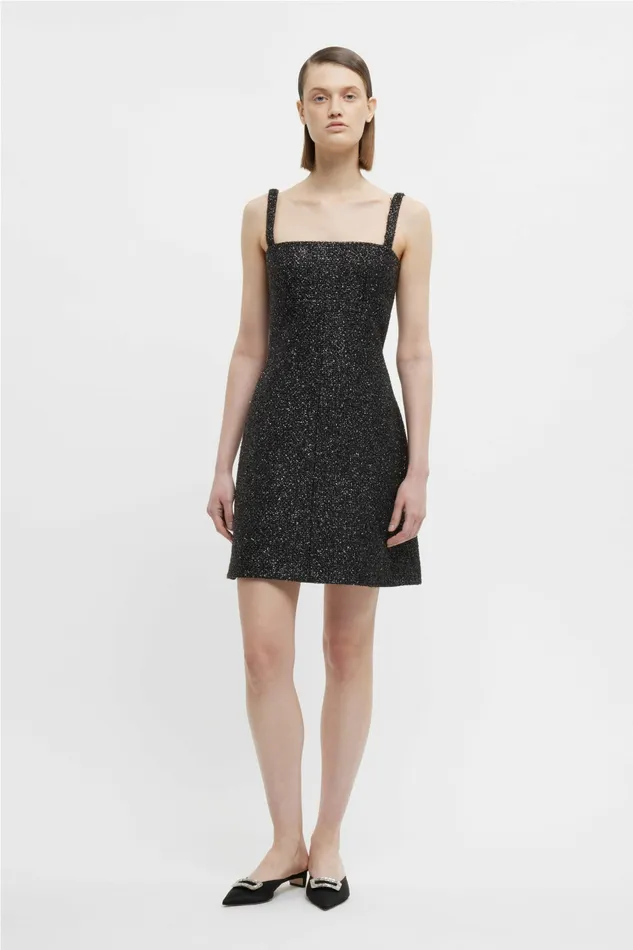 Emilia Wickstead Centaine Dress In Black Disco Tweed Women Dresses