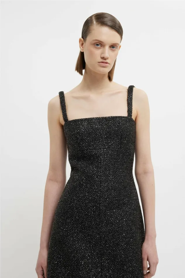 Emilia Wickstead Centaine Dress In Black Disco Tweed Women Dresses