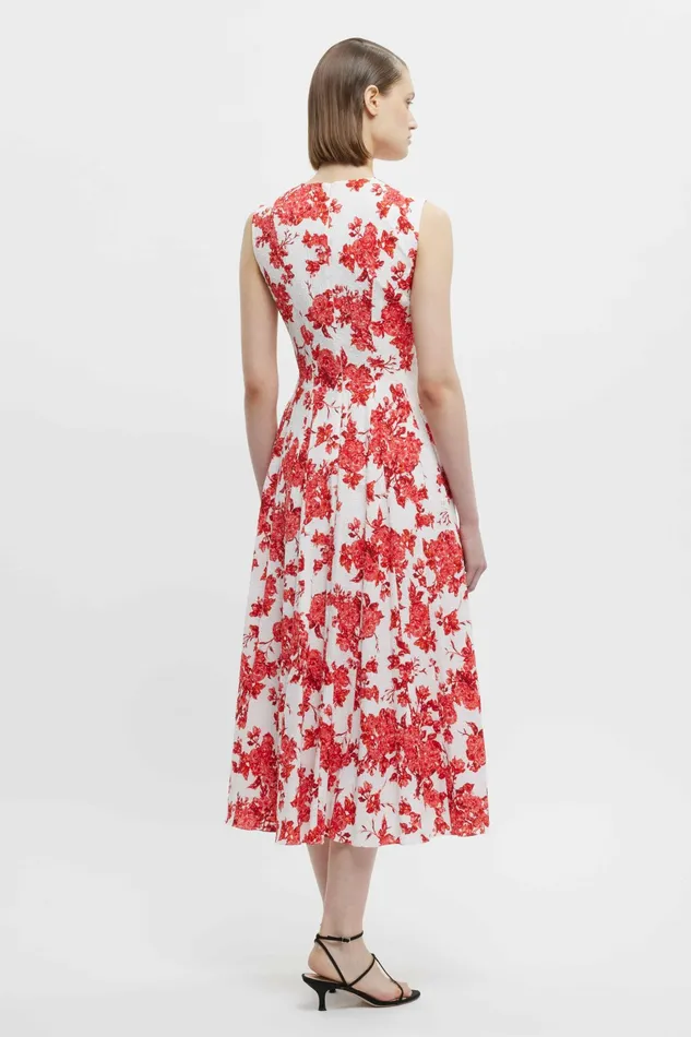 Emilia Wickstead Chelsea Dress In Hot Pink Rose Floral Print Cotton Women Dresses Emilia Wickstead Chelsea Dress In Hot Pink Rose Floral Print Cotton Women Dresses