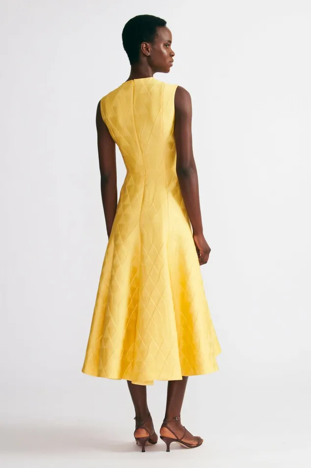 Emilia Wickstead Dellah Dress In Lemon Embossed Cloque Women Dresses