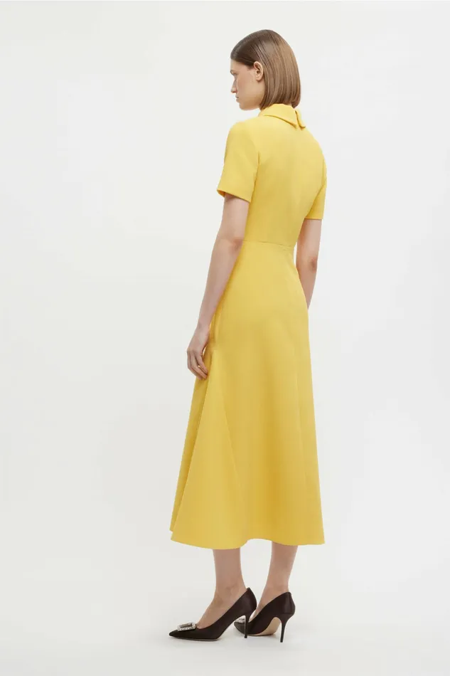 Emilia Wickstead Eman Dress In Custard Yellow Double Crepe Women Dresses