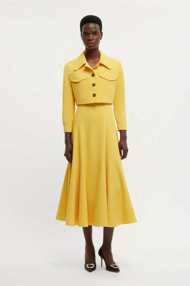 Emilia Wickstead Nachele Jacket In Custard Yellow Double Crepe Women Jackets And Coats
