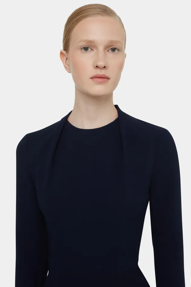 Emilia Wickstead Seneca Dress In Midnight Double Crepe Women Dresses