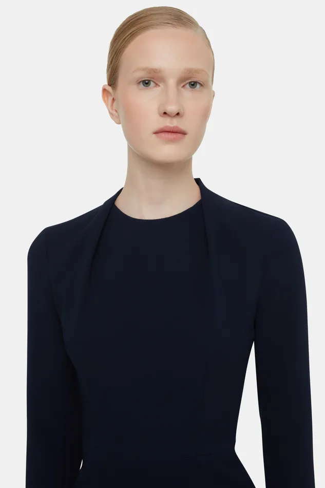 Emilia Wickstead Seneca Dress In Midnight Double Crepe Women Dresses