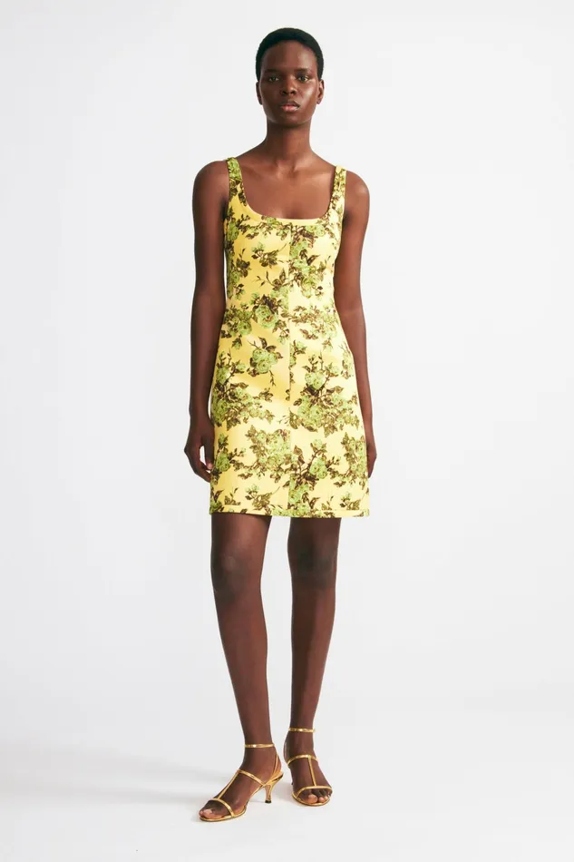 Emilia Wickstead Tillie Dress Green Centifolia Floral Taffeta Faille Women Dresses