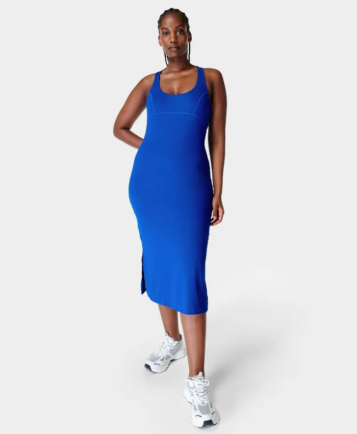 Emily Strappy Back Dress Lightning Blue Dresses and Jumpsuits Sweaty Betty Women