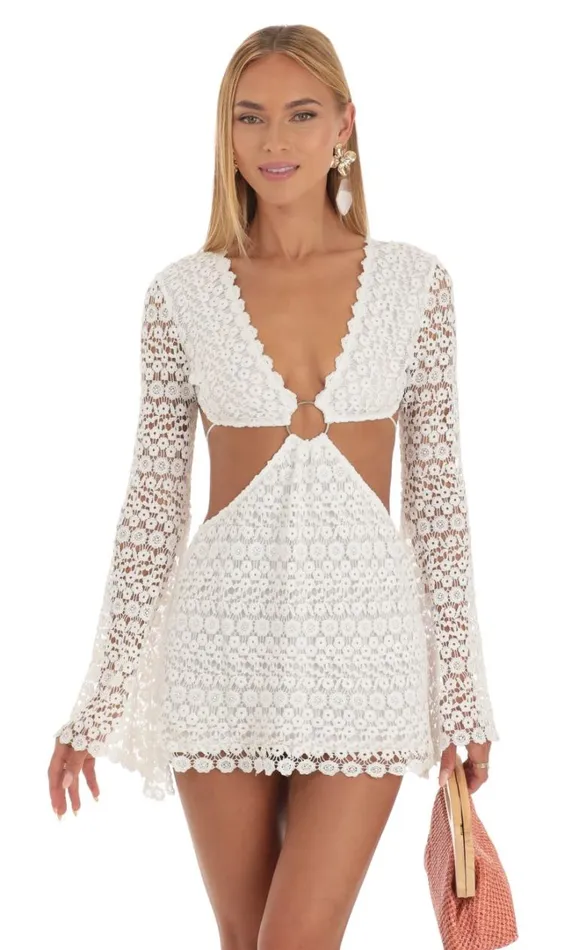 Ethelyn CutOut Mini Dress White Women LUCY IN THE SKY Mini Dresses