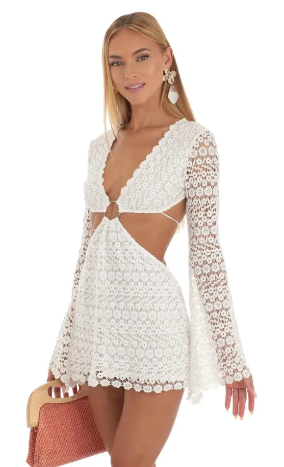 Ethelyn CutOut Mini Dress White Women LUCY IN THE SKY Mini Dresses Ethelyn CutOut Mini Dress White Women LUCY IN THE SKY Mini Dresses