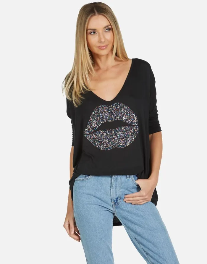 Eva Sprinkle Lip Black Women Lauren Moshi Long Sleeve