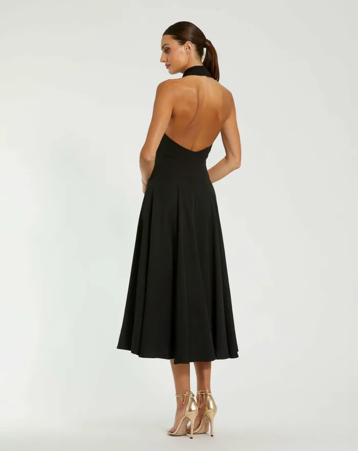 Every Day Dresses Crepe Sleeveless Blazer Halter Midi Dress Black Mac Duggal Women Every Day Dresses Crepe Sleeveless Blazer Halter Midi Dress Black Mac Duggal Women