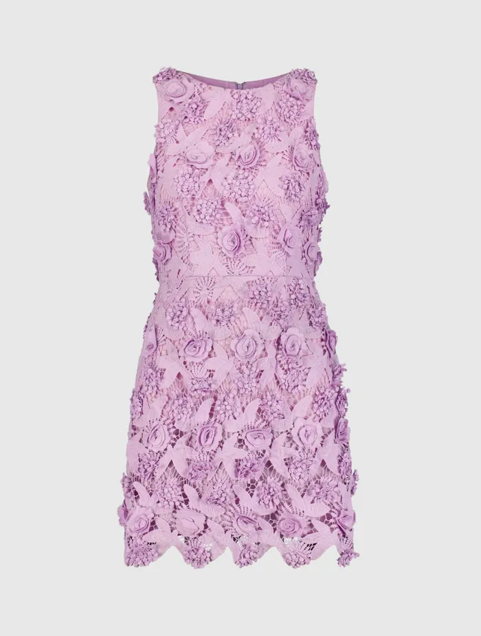 Every Day Dresses Floral Lace Fitted Sleeveless Mini Dress Orchid 8211 Mac Duggal Women