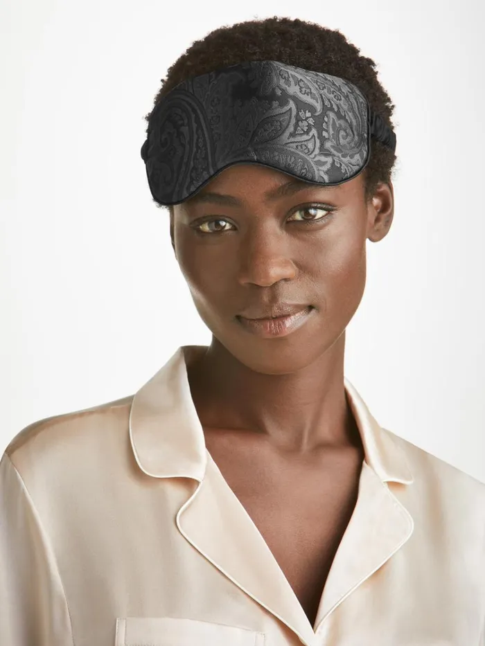Eye Masks MenWomen Derek Rose Eye Mask Verona 67 Silk Satin Black