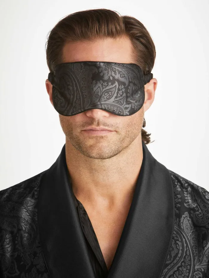Eye Masks MenWomen Derek Rose Eye Mask Verona 67 Silk Satin Black