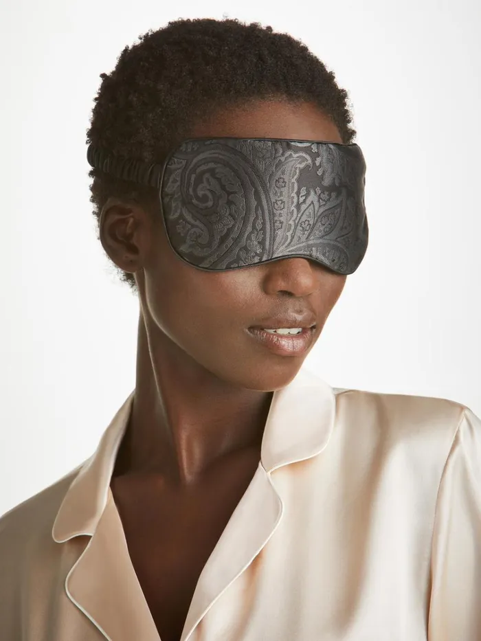 Eye Masks MenWomen Derek Rose Eye Mask Verona 67 Silk Satin Black