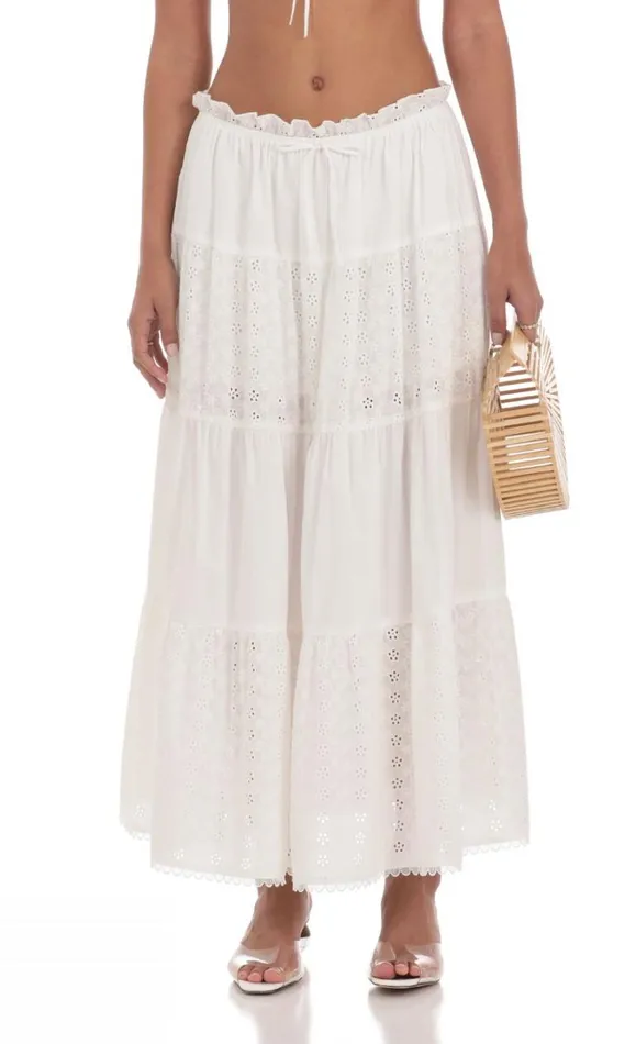 Eyelet Skirt White Women LUCY IN THE SKY Skirts Eyelet Skirt White Women LUCY IN THE SKY Skirts