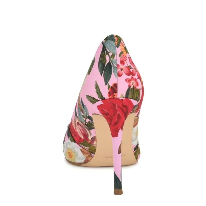 Faiza Knotted Pointy Toe Pumps Pink Floral Women Nine West Heels Faiza Knotted Pointy Toe Pumps Pink Floral Women Nine West Heels