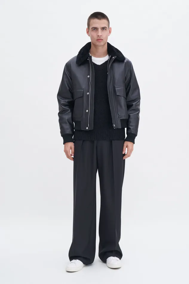 filippak Coats and Jackets Men Leather Aviator Jacket Black filippak Coats and Jackets Men Leather Aviator Jacket Black