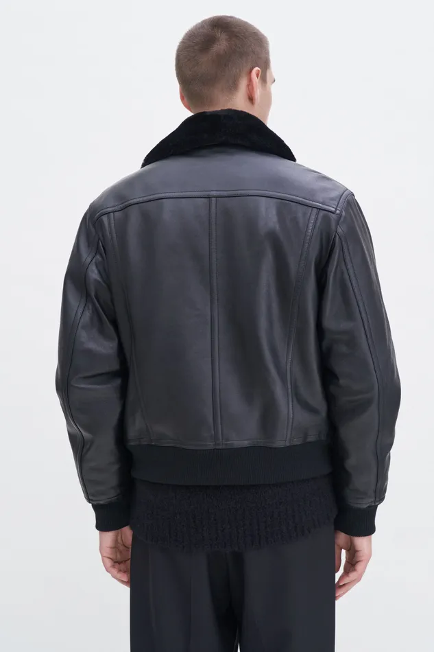 filippak Coats and Jackets Men Leather Aviator Jacket Black filippak Coats and Jackets Men Leather Aviator Jacket Black