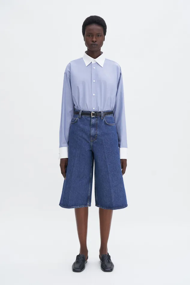 filippak Cotton Tuxedo Shirt Steel Blue WomenMen Shirts and Blouses