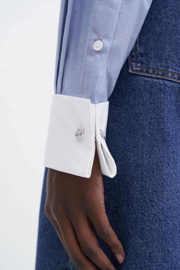 filippak Cotton Tuxedo Shirt Steel Blue WomenMen Shirts and Blouses filippak Cotton Tuxedo Shirt Steel Blue WomenMen Shirts and Blouses
