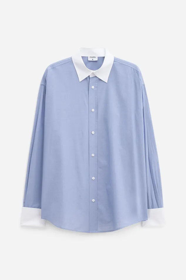filippak Cotton Tuxedo Shirt Steel Blue WomenMen Shirts and Blouses filippak Cotton Tuxedo Shirt Steel Blue WomenMen Shirts and Blouses