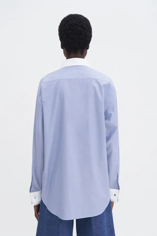 filippak Cotton Tuxedo Shirt Steel Blue WomenMen Shirts and Blouses filippak Cotton Tuxedo Shirt Steel Blue WomenMen Shirts and Blouses