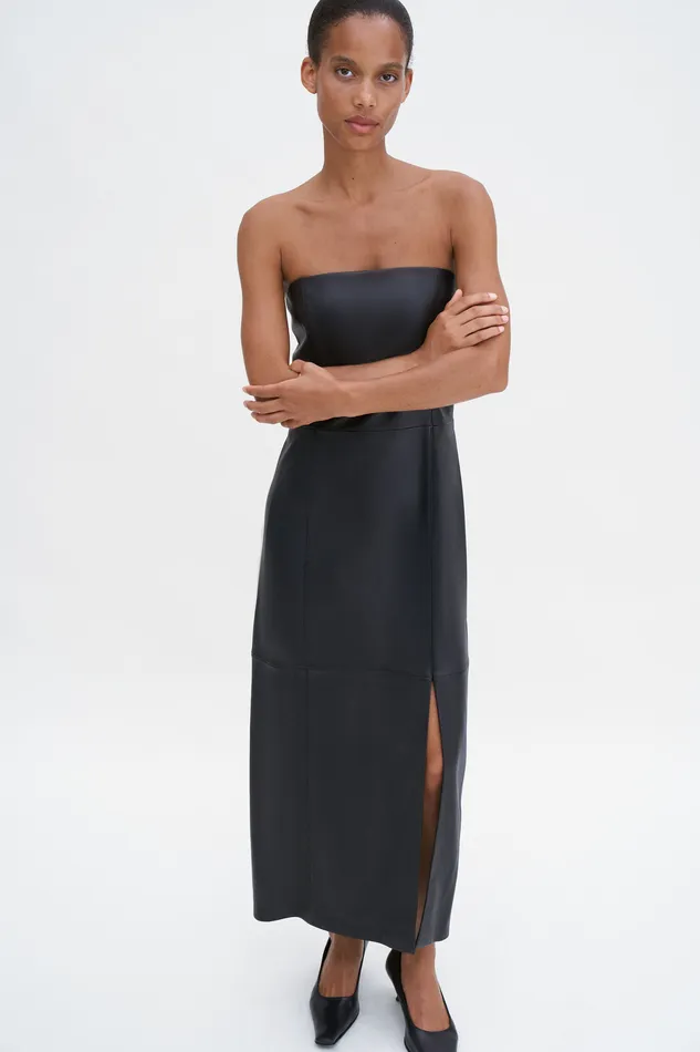 filippak Dresses Women Leather Tube Dress Black filippak Dresses Women Leather Tube Dress Black