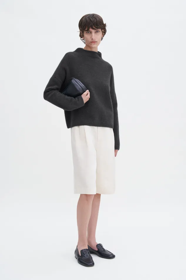 filippak Knitwear Women Mika Yak Funnelneck Sweater Green Grey