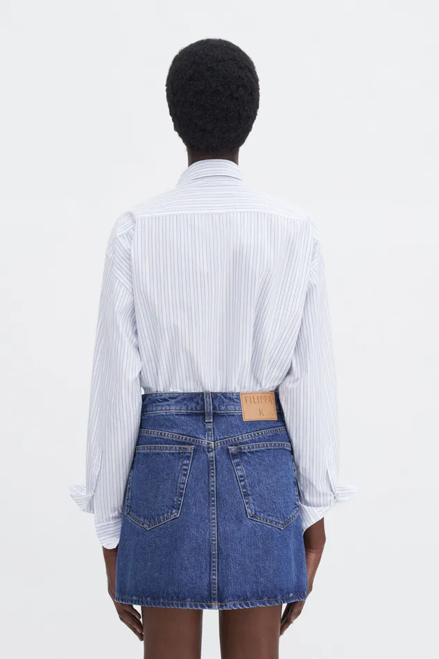 filippak Skirts Women Patch Pocket Mini Skirt Washed Mid Blue filippak Skirts Women Patch Pocket Mini Skirt Washed Mid Blue