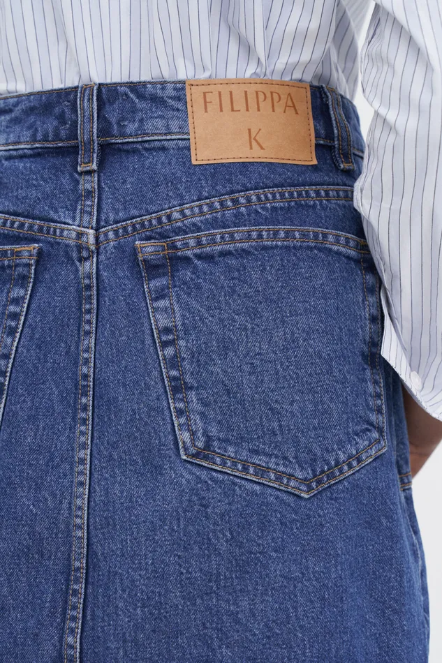 filippak Skirts Women Patch Pocket Mini Skirt Washed Mid Blue filippak Skirts Women Patch Pocket Mini Skirt Washed Mid Blue