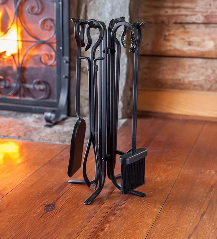 Fireplace and Hearth Compact Size HandForged Fireplace Tool Set 8211 Black Plow and Hearth Wood Stove Accessories Fireplace and Hearth Compact Size HandForged Fireplace Tool Set 8211 Black Plow and Hearth Wood Stove Accessories