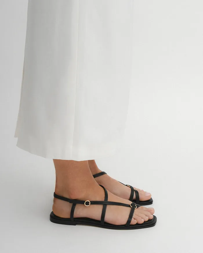 FLAT SANDALS Addi flat sandals black leather jomercer Women FLAT SANDALS Addi flat sandals black leather jomercer Women