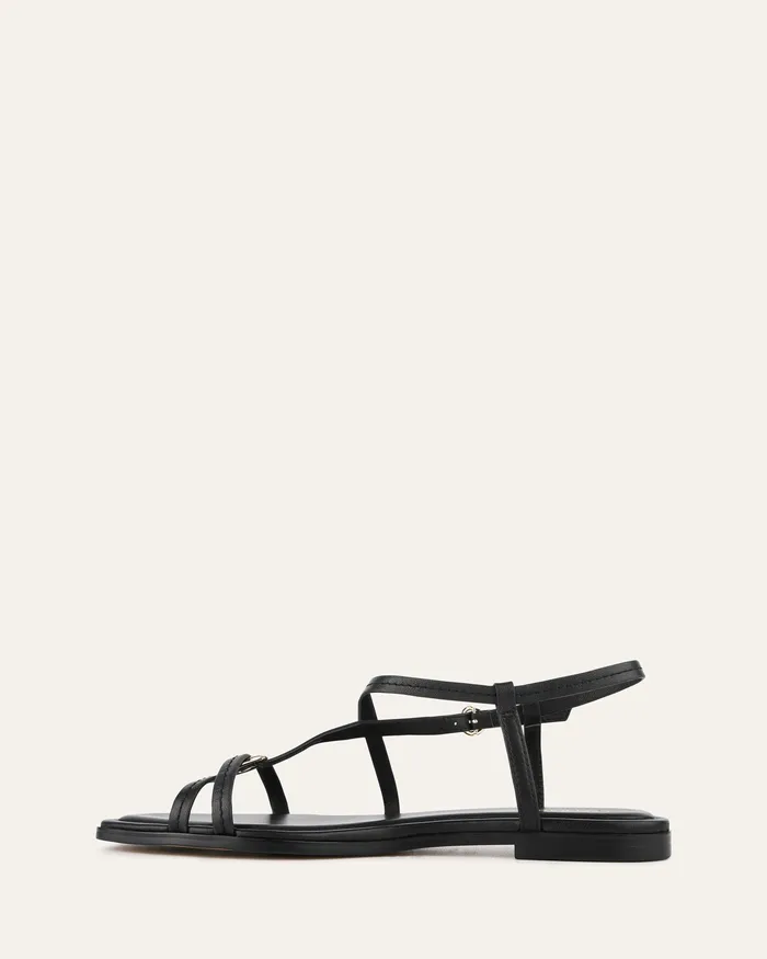 FLAT SANDALS Addi flat sandals black leather jomercer Women FLAT SANDALS Addi flat sandals black leather jomercer Women
