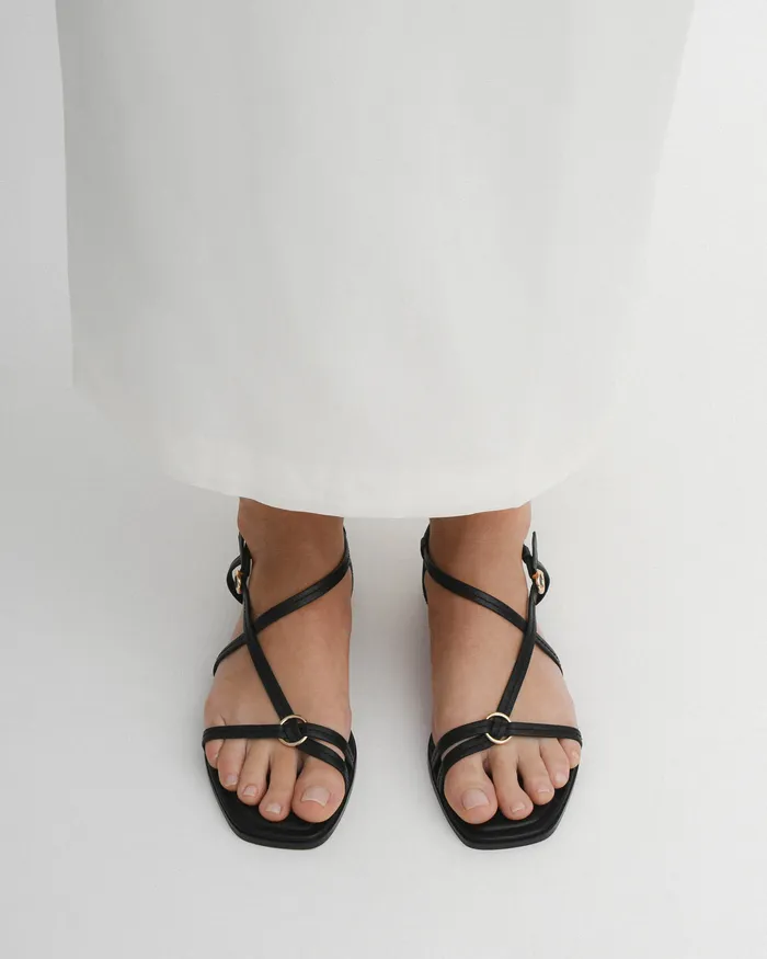 FLAT SANDALS Addi flat sandals black leather jomercer Women FLAT SANDALS Addi flat sandals black leather jomercer Women