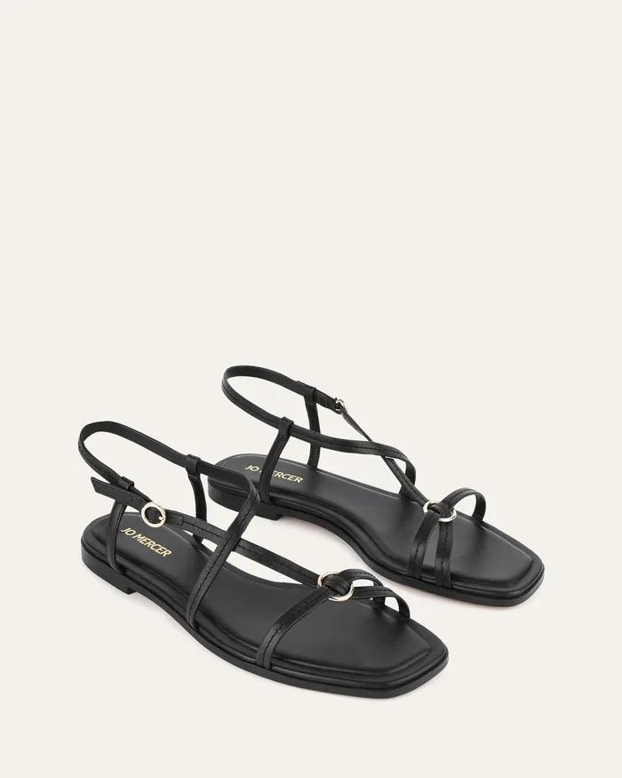 FLAT SANDALS Addi flat sandals black leather jomercer Women FLAT SANDALS Addi flat sandals black leather jomercer Women