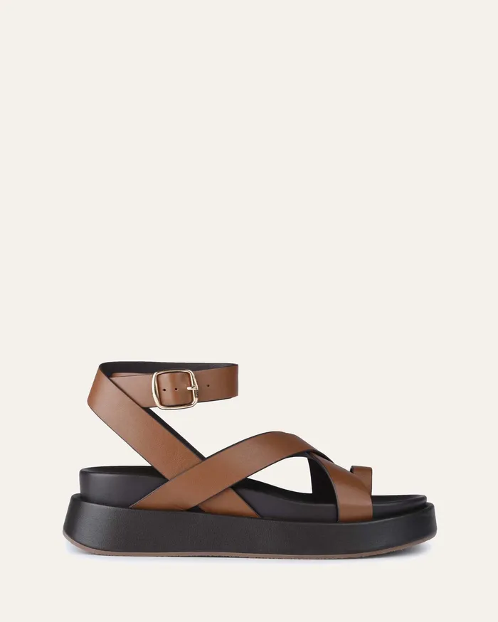 FLAT SANDALS Women jomercer Mack flat sandals dark tan leather