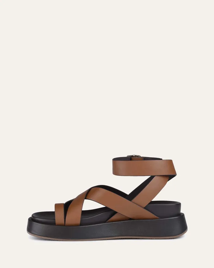 FLAT SANDALS Women jomercer Mack flat sandals dark tan leather