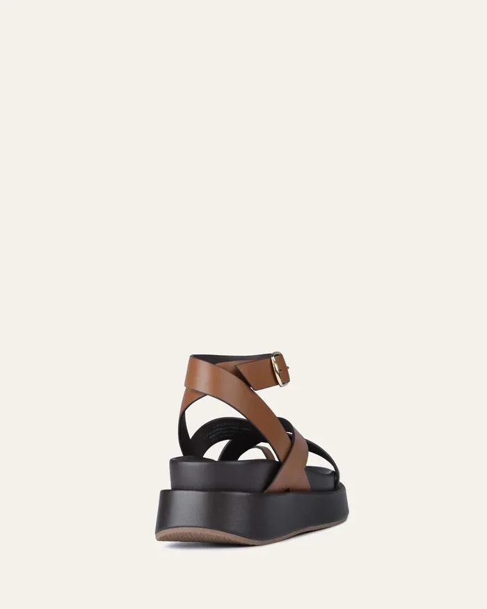 FLAT SANDALS Women jomercer Mack flat sandals dark tan leather