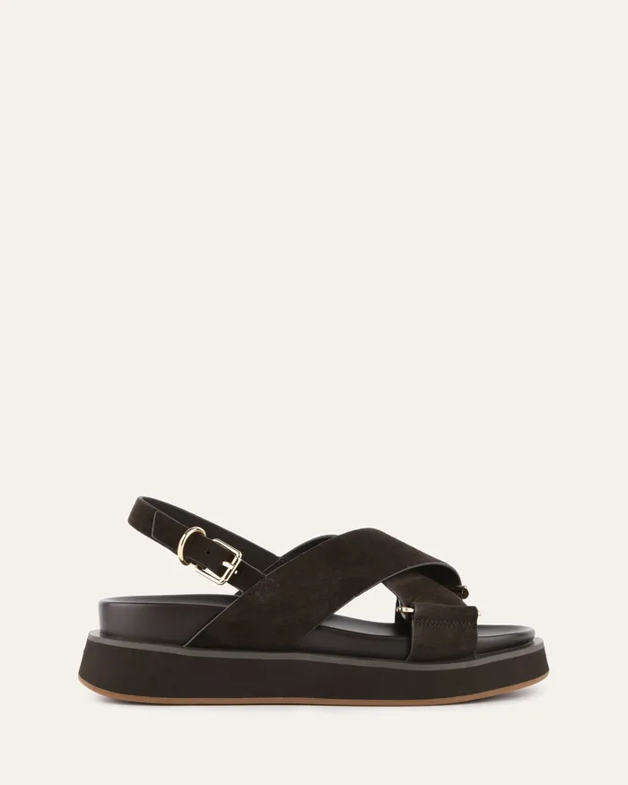 FLAT SANDALS Women jomercer Marley flat sandals espresso suede