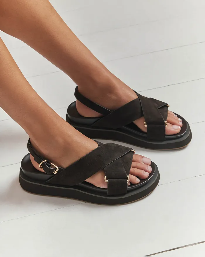 FLAT SANDALS Women jomercer Marley flat sandals espresso suede FLAT SANDALS Women jomercer Marley flat sandals espresso suede