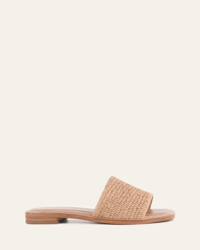 FLAT SANDALS Women Picasso flat slide tan raffia jomercer