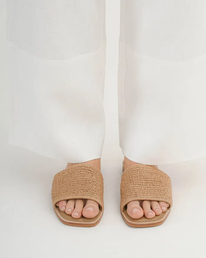 FLAT SANDALS Women Picasso flat slide tan raffia jomercer FLAT SANDALS Women Picasso flat slide tan raffia jomercer